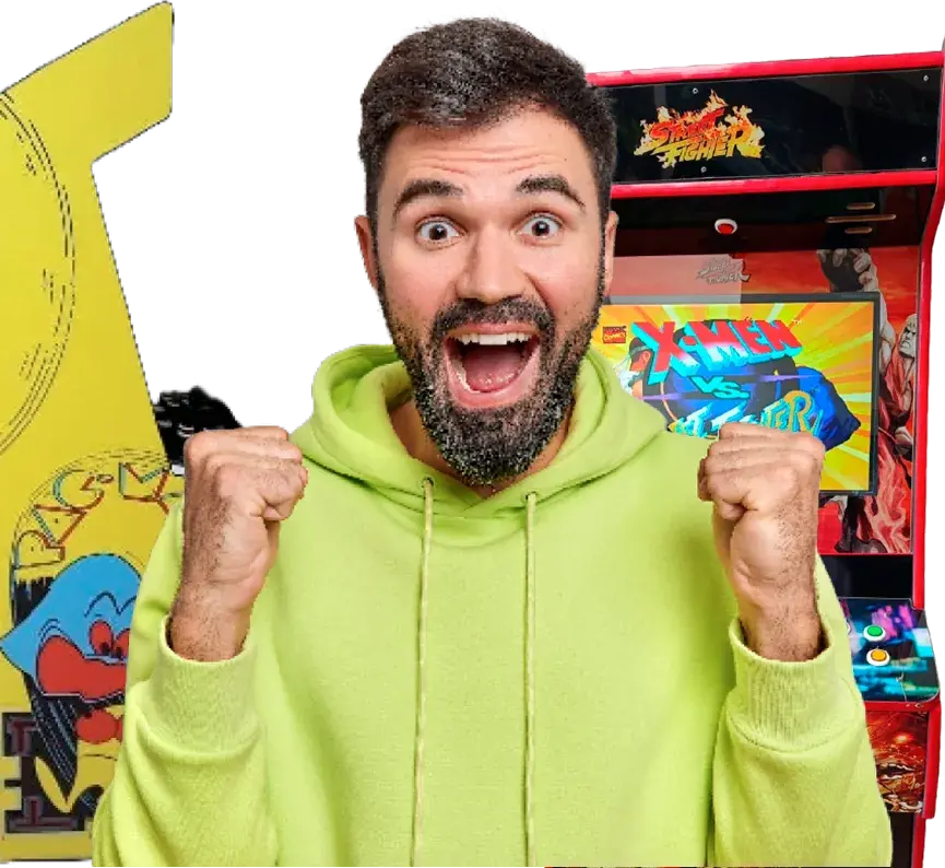 Persona jugando al arcade de rentamania