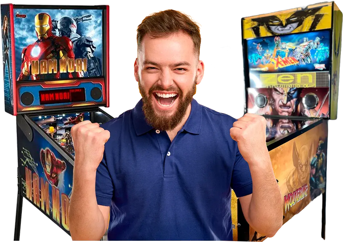 Persona jugando con un flipper de rentamania